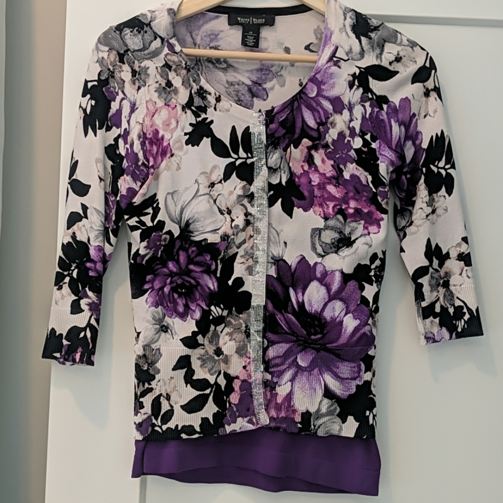 Purple floral cardigan with cami